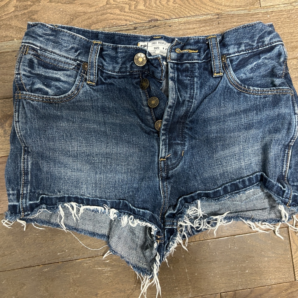 Free People Dark Blue Denim Shorts